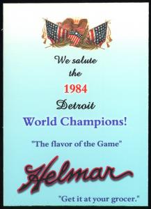Picture, Helmar Brewing, 1984 Tiger Champs Card # 15, Johnny Grubb, Batting follow through, Detroit Tigers