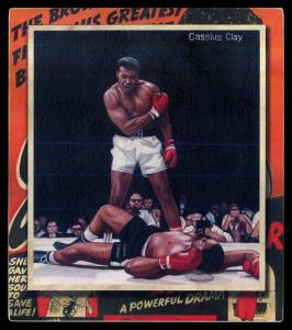 Picture, Helmar Brewing, All Our Heroes Card # 105, Cassius CLAY, standing over opponent, Boxing