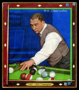 Picture, Helmar Brewing, All Our Heroes Card # 10, W.H. Clearwater, Tan vest, Billiards