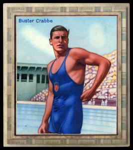 Picture, Helmar Brewing, All Our Heroes Card # 15, Buster Crabbe, Left elbow up, hand at waist, Swimming