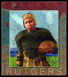 Picture of Helmar Brewing Baseball Card of Paul Robeson, card number 17 from series All Our Heroes