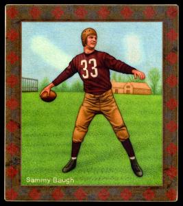 Picture of Helmar Brewing Baseball Card of Sammy Baugh, card number 19 from series All Our Heroes
