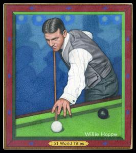 Picture, Helmar Brewing, All Our Heroes Card # 1, Willie Hoppe, About to hit cue ball, Billiards