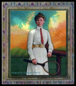 Picture of Helmar Brewing Baseball Card of Charlotte Cooper-Sterry, card number 22 from series All Our Heroes