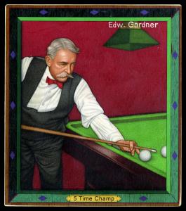 Picture, Helmar Brewing, All Our Heroes Card # 2, Edward Gardner, Red background, Billiards