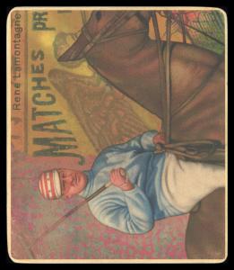 Picture, Helmar Brewing, All Our Heroes Card # 30, Rene LaMontagne, On horse, looking at camera, Polo