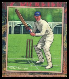 Picture, Helmar Brewing, All Our Heroes Card # 32, Victor Trumper, Bridge in background; batting, Cricket