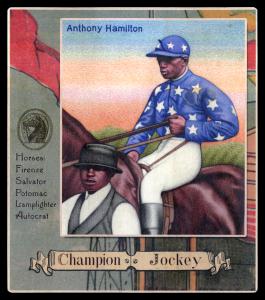Picture, Helmar Brewing, All Our Heroes Card # 37, Anthony Hamilton, on horse, Horseracing