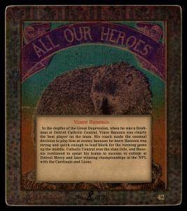 Picture, Helmar Brewing, All Our Heroes Card # 42, Vince Banonis, Head with gear, Football