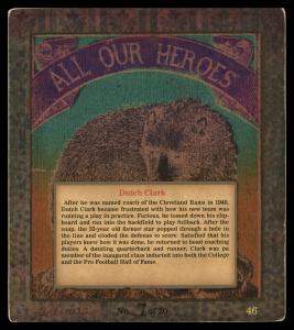 Picture, Helmar Brewing, All Our Heroes Card # 46, Dutch CLARK, football under arm, Football