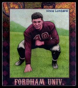 Picture, Helmar Brewing, All Our Heroes Card # 48, Vince LOMBARDI (HOF), Fist on ground, Football