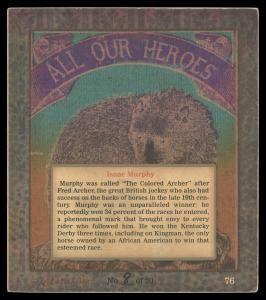 Picture, Helmar Brewing, All Our Heroes Card # 76, Isaac Murphy, green stripes, Horseracing