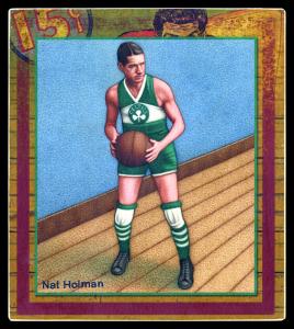 Picture, Helmar Brewing, All Our Heroes Card # 80, Nat Holman, holding basketball, Basketball