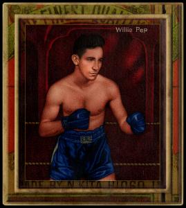 Picture, Helmar Brewing, All Our Heroes Card # 82, Willie PEP, Red background, Boxing