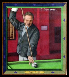 Picture, Helmar Brewing, All Our Heroes Card # 8, Calvin Demarest, Red room, Billiards