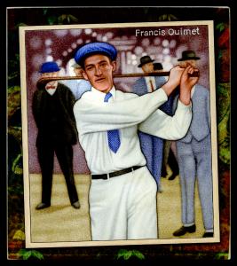 Picture, Helmar Brewing, All Our Heroes Card # 99, Francis OUIMET (HOF), End of swing, Golf