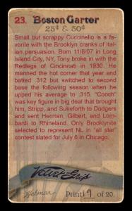Picture, Helmar Brewing, Boston Garter Game of the Century Card # 23, Tony Cuccinello, N.L. All-Star uniform, Brooklyn Dodgers