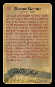 Picture, Helmar Brewing, Boston Garter Game of the Century Card # 27, Bill Hallahan, Standing, hands behind, St. Louis Cardinals
