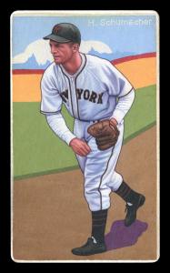 Picture of Helmar Brewing Baseball Card of Hal Schumacher, card number 33 from series Boston Garter Game of the Century