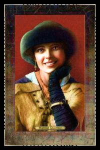 Picture, Helmar Brewing, Daredevil Newsmakers Card # 17, Harriet Quimby, Chin in hand, fur hat, Female Aviator