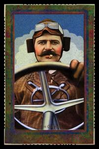 Picture, Helmar Brewing, Daredevil Newsmakers Card # 29, Louis Chevrolet, at wheel, cigarette, vert format, Automobiles