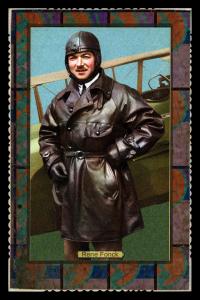 Picture, Helmar Brewing, Daredevil Newsmakers Card # 32, Rene Fonck, Standing by plane in gear, Aviator