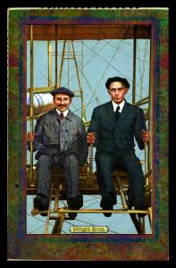 Picture, Helmar Brewing, Daredevil Newsmakers Card # 36, Orville Wright, Wilber Wright, together in plane, Aviator