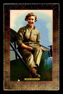 Picture, Helmar Brewing, Daredevil Newsmakers Card # 9, Amy Johnson, Sitting on plane, Female Aviator