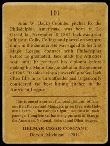 Picture, Helmar Brewing, E145-Helmar Card # 101, Jack Coombs, Throwing, Philadelphia Athletics