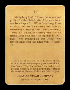 Picture, Helmar Brewing, E145-Helmar Card # 16, Eddie PLANK (HOF), Wind-up, Philadelphia Athletics