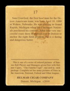Picture, Helmar Brewing, E145-Helmar Card # 17, Sam CRAWFORD (HOF), Action, Detroit Tigers