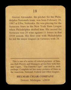 Picture, Helmar Brewing, E145-Helmar Card # 18, Grover Cleveland ALEXANDER (HOF), Wind-up, Philadelphia Phillies