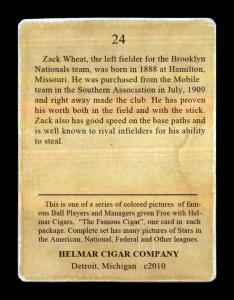 Picture, Helmar Brewing, E145-Helmar Card # 24, Zack WHEAT (HOF), Portrait, Brooklyn Robins