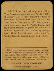 Picture, Helmar Brewing, E145-Helmar Card # 25, Bob Williams, Portrait, New York Highlanders