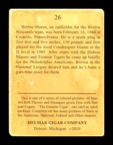 Picture, Helmar Brewing, E145-Helmar Card # 26, Herbie Moran, Portrait, Boston Braves
