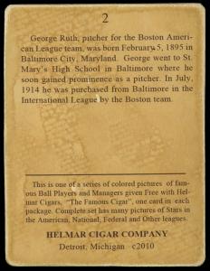 Picture, Helmar Brewing, E145-Helmar Card # 2, Babe RUTH (HOF), Throwing, Boston Red Sox