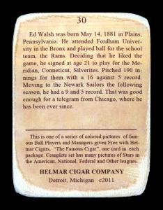 Picture, Helmar Brewing, E145-Helmar Card # 30, Ed WALSH (HOF), Portrait, Chicago White Sox