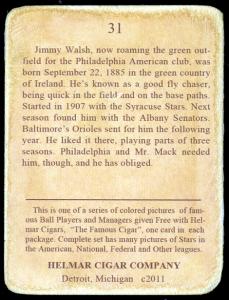Picture, Helmar Brewing, E145-Helmar Card # 31, Jimmy Walsh, Portrait, Philadelphia Americans