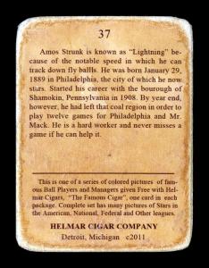 Picture, Helmar Brewing, E145-Helmar Card # 37, Amos Strunk, Standing, Philadelphia Athletics