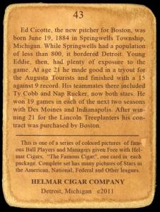 Picture, Helmar Brewing, E145-Helmar Card # 43, Eddie Cicotte, Portrait, Boston Red Sox