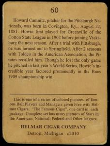 Picture, Helmar Brewing, E145-Helmar Card # 60, Howie Camnitz, Pitching, Pittsburgh Pirates