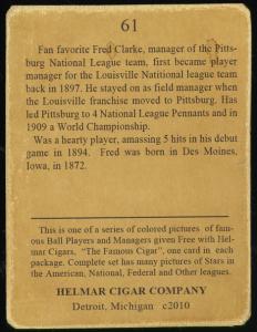 Picture, Helmar Brewing, E145-Helmar Card # 61, Fred CLARKE (HOF), Portrait, Pittsburgh Pirates