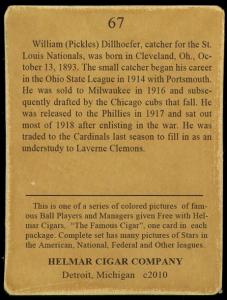 Picture, Helmar Brewing, E145-Helmar Card # 67, Pickles Dillhoefer, Portrait, St. Louis Cardinals