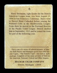 Picture, Helmar Brewing, E145-Helmar Card # 6, Harry HEILMANN (HOF), Batting Stance, Detroit Tigers