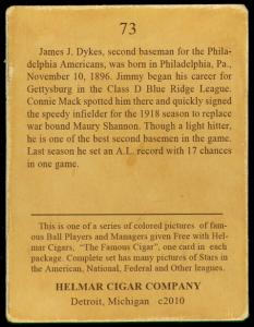 Picture, Helmar Brewing, E145-Helmar Card # 73, Jimmy Dykes, Reaching, Philadelphia Athletics