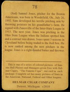 Picture, Helmar Brewing, E145-Helmar Card # 78, Sad Sam Jones, Throwing, Boston Red Sox
