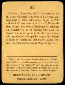 Picture, Helmar Brewing, E145-Helmar Card # 82, Ed Konetchy, Portrait, St. Louis Cardinals