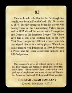 Picture, Helmar Brewing, E145-Helmar Card # 83, Tommy Leach, Batting follow through, Pittsburgh Pirates