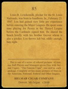 Picture, Helmar Brewing, E145-Helmar Card # 85, Louis Loudermilk, Standing, St. Louis Cardinals