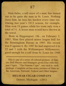 Picture, Helmar Brewing, E145-Helmar Card # 87, Slim Sallee, Standing, St. Louis Cardinals